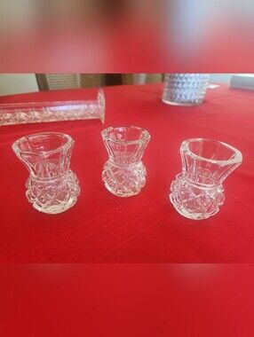 Source Unknown Clear Glass Salt Cellars Set of 3